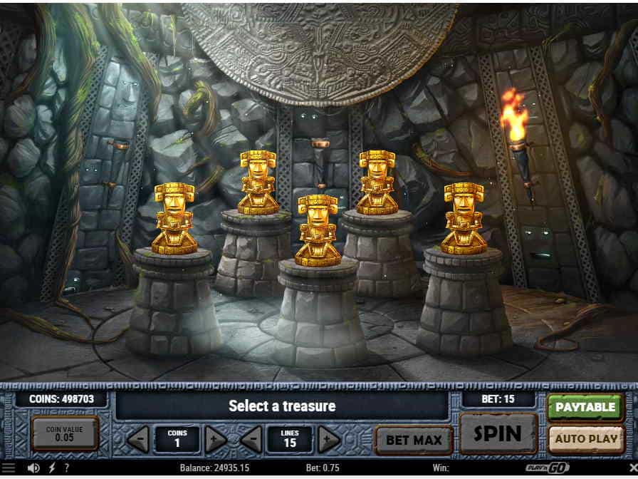 Чтобы выиграть в бонусной игре Aztec Idols, нужно угадать пирамиду Бонусный раунд игрового автомата Идолы Ацтеков