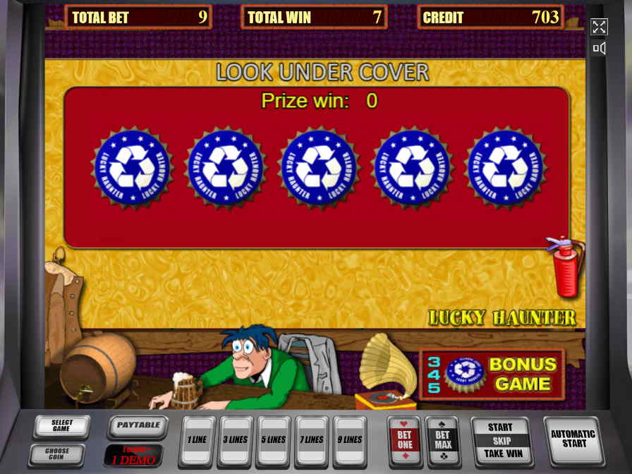 Задача игрока - выбирать нужные крышки Бонусная игра автомата Lucky Haunter